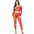 leg avenue - crop top + stockings red one size