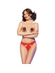 chilirose - cr 4839 set navideÑo pezoneras + panties rojo l/xl