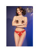 chilirose - cr 4839 set navideÑo pezoneras + panties rojo l/xl