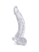 king cock - clear realistic curved penis with balls 16.5 cm transparent