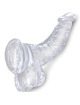 king cock - clear pene realistico curvado con testiculos 16.5 cm transparente