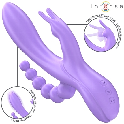 intense - miko triple vibrator rabbit stimulator anal 7 vibrations purple