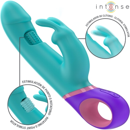 intense - monica rabbit vibrator with rotating g-spot stimulator blue