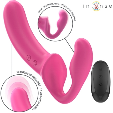 intense - amy vibrador doble 20 cm rosa control remoto