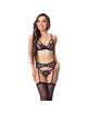 Livco corsetti fashion - keila lc 20245 bra + garter belt + panty black l/xl