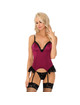 livco corsetti fashion - agrafena cf 90436 corset + thong burgundy l/xl