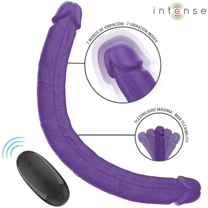 Dildo Duplo Intense Gunter com Vibração e Comando Roxo 40 cm