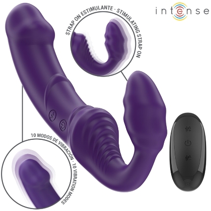 intense - jill vibrador doble 20 cm violeta control remoto