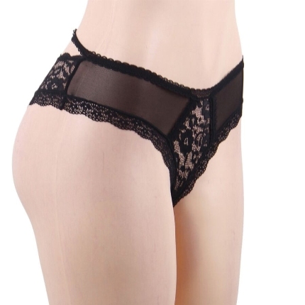 queen lingerie - calcinha de renda floral s/m