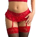 queen lingerie - liguero y tanga diseÑo floral rojo l/xl
