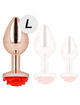 Kink - pink gold anal plug with red rose l