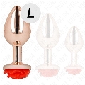 Plug Anal Kink Rose Gold com Rosa Vermelha L