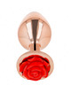 Plug Anal Kink Rose Gold com Rosa Vermelha M