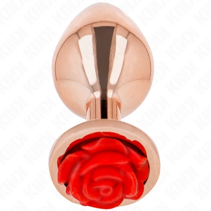 Plug Anal Kink Rose Gold com Rosa Vermelha M