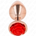 Plug Anal Kink Rose Gold com Rosa Vermelha M