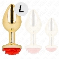 Plug Anal Kink Dourado com Rosa Vermelha L