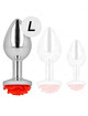 Plug Anal Kink Prateado com Rosa Vermelha L