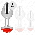 Plug Anal Kink Prateado com Rosa Vermelha L