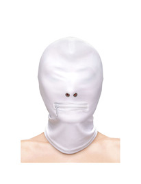 ns novelties - fetish fashion closed zippered mouth hood nylon white