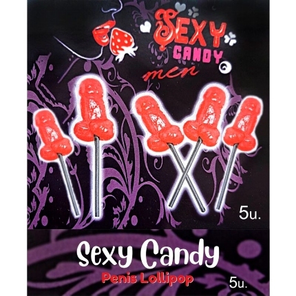 diablo picante - box of 5 cherry penis shaped lollipops