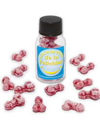 diablo picante - bote 12 caramelos de la felicidad forma pene fresa/cereza