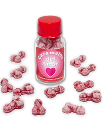 diablo picante - 12 caramelos del amor forma pene fresa/cereza
