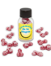 diablo picante - 12 caramelos de la alegrÍa forma pene fresa/cereza