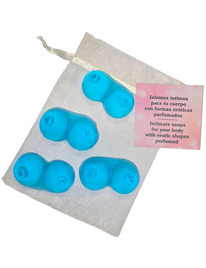 diablo picante - 4 mini scented soaps shaped breasts blue
