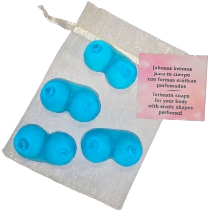 diablo picante - 4 mini scented soaps shaped breasts blue