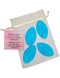 diablo picante - 4 mini jabones forma vagina azul