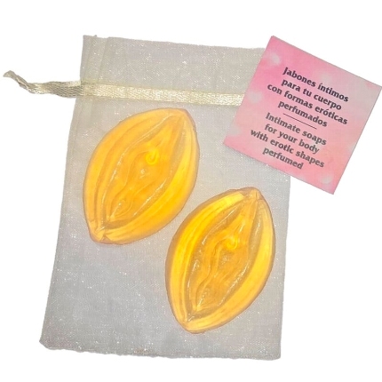 diablo picante - 2 jabones perfumados forma vagina amarillo