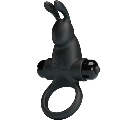 pretty love - anillo vibrador + estimulador rabbit clÍtoris 10 vibraciones negro