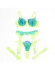 subblime - 955311 set of bra with lace and garter lines green and blue s/m