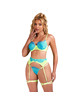 subblime - 955328 set sujetador con encaje y ligueros verde y azul l/xl