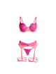 subblime - 955359 set of bra with lace and garter links pink and purple s/m