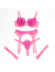 subblime - 955359 set of bra with lace and garter links pink and purple s/m