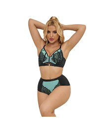 subblime - 955564 conjunto sujetador con cremallera de malla de charol verde l/xl