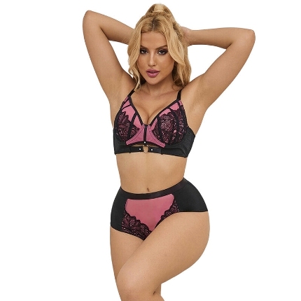 subblime - 955571 pink patent leather mesh zipper bra set s/m