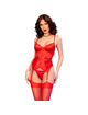 chilirose - cr 4845 corset y medias rojo s