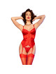 chilirose - cr 4845 corset y medias rojo s