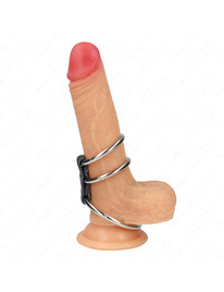 kink - anillo pene triple metal 3.7 cm a 5 cm conectados con cuero