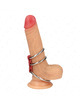 kink - anillo pene triple metal 3.7 cm a 5 cm conectados con cuero rojo