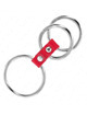 kink - triple metal penis ring 3.7 cm to 5 cm connected with red leather