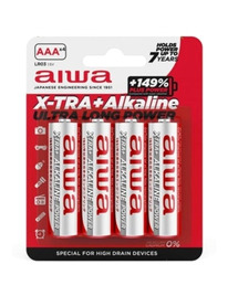 aiwa - x-tra alkaline aaa alkaline battery lr03 blister*4