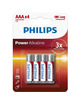 philips - power alkaline aaa battery lr03 blister*4
