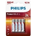 philips - power alkaline aaa battery lr03 blister*4