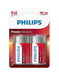 philips - power alkaline battery d lr20 blister*2