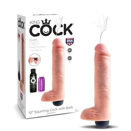 Dildo com Ejaculação e Testículos King Cock Squirting Cock with Balls Bege 20 cm,234004