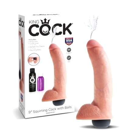 Dildo with Ejaculation and Testicles King Cock Squirting Cock with Balls Beige 18 cm 234005