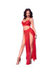 chilirose - cr 4850 set top rojo y leggins con complementos dorados s